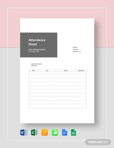 attendance sheet template