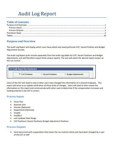 audit log report template