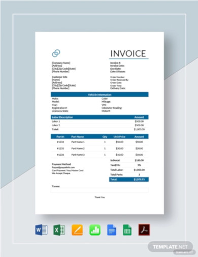 16+ Service Invoice Templates in Google Docs | Google Sheets | Word ...