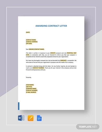 awarding contract letter templates