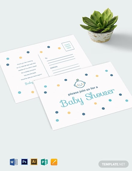 baby shower invitation postcard template