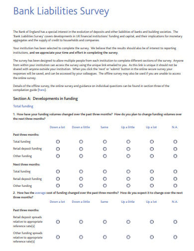 bank liabilities survey questionnaire