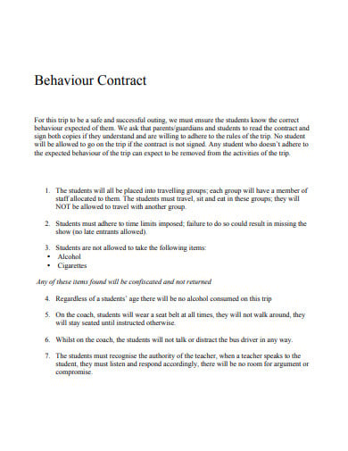 basic behaviour contract template