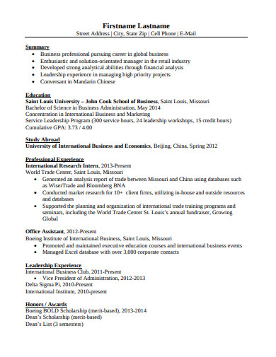 basic business resume