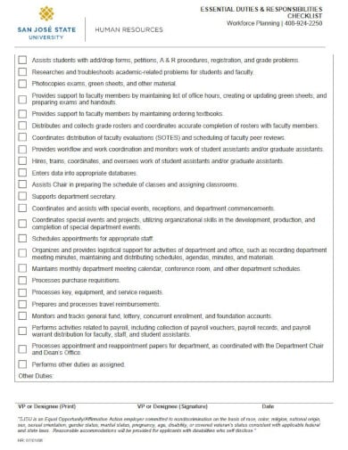 basic duties checklist template