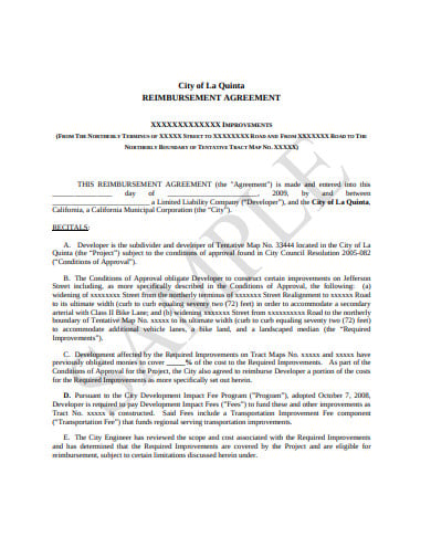 basic reimbursement agreement example