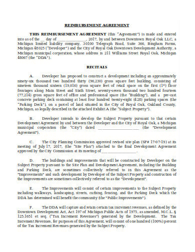 basic reimbursement agreement in pdf