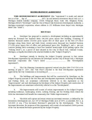 20 Reimbursement Agreement Templates Pdf 1189