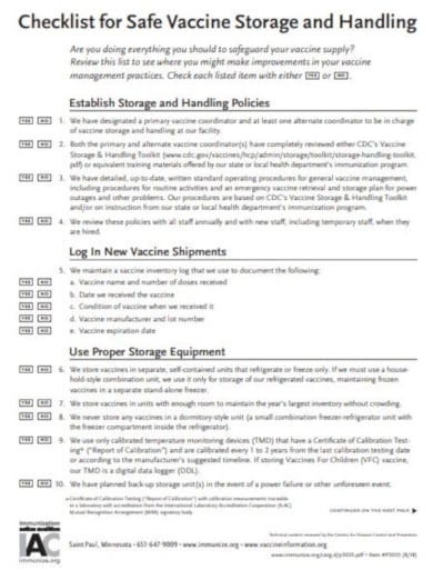 basic storage checklist template
