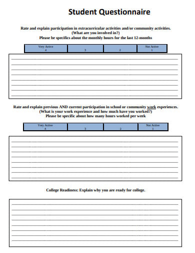 basic student questionnaire