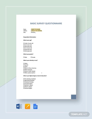 basic survey questionnaire template