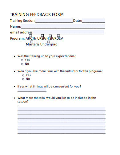 basic training feedback form