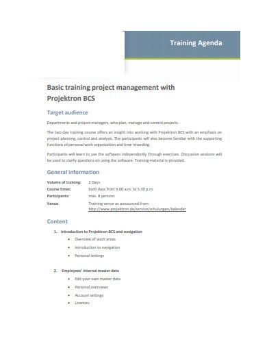 basic training agenda template