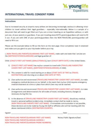 travel consent form example