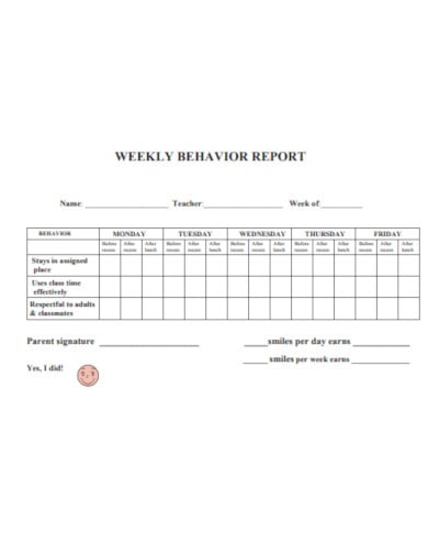behaviour-report-template