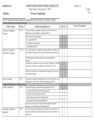 black and white compliance checklist template