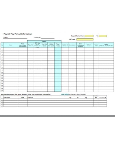 blank payroll worksheet example