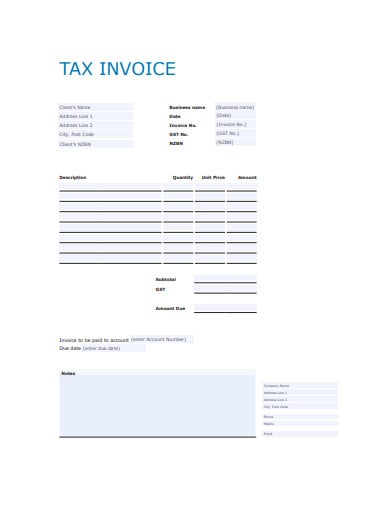 Tax Invoice Template Doc