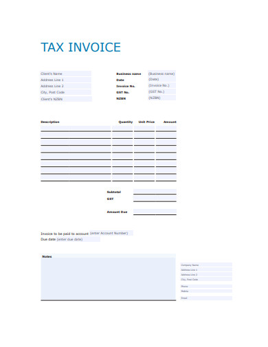 blank tax invoice template