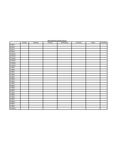 blank weekly schedule planner template