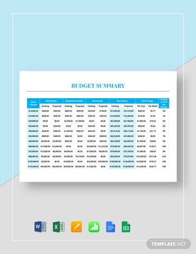 budget summary template