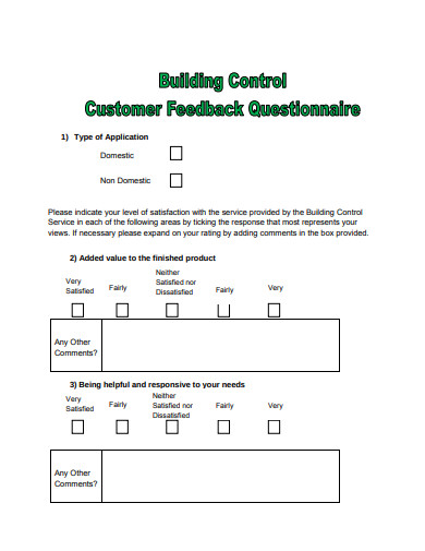 21+ Feedback Questionnaire Templates in PDF