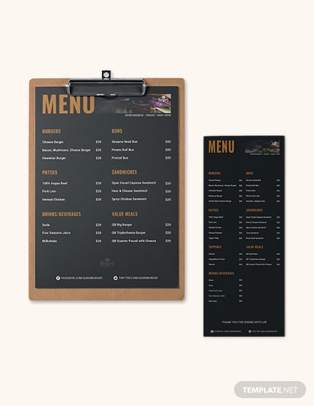 burger flyer menu template