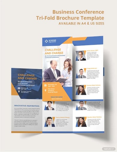 business conference tri fold brochure template