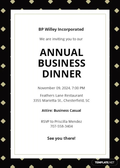 business dinner invitation template
