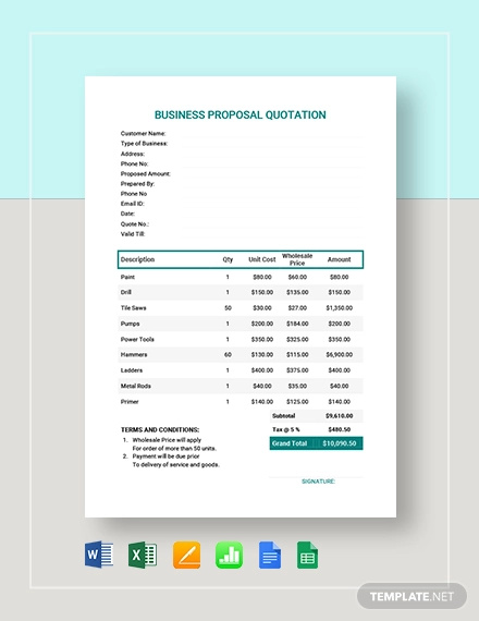 business proposal quotation template