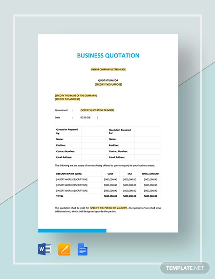 business quotation template