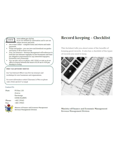 business record keeping checklist template