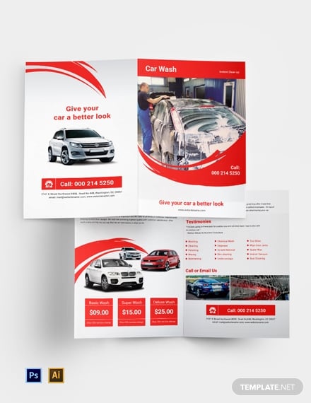 car wash a4 bi fold brochure