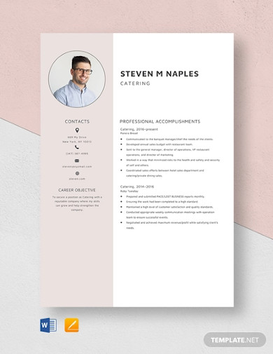 catering resume template