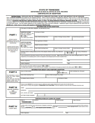 certificate of adoption example