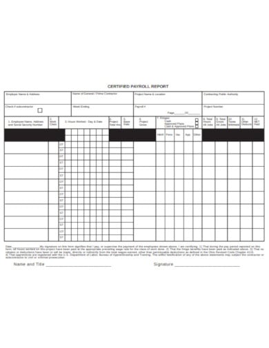certified payroll report template