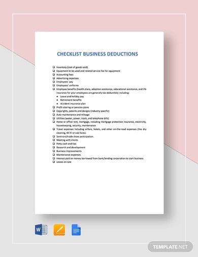checklist business deductions template