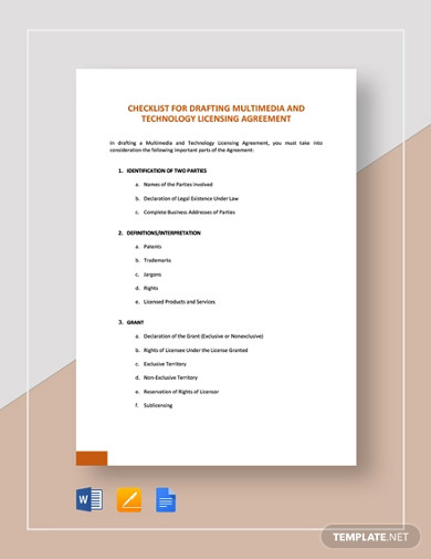 checklist drafting multimedia and technology licensing agreement template