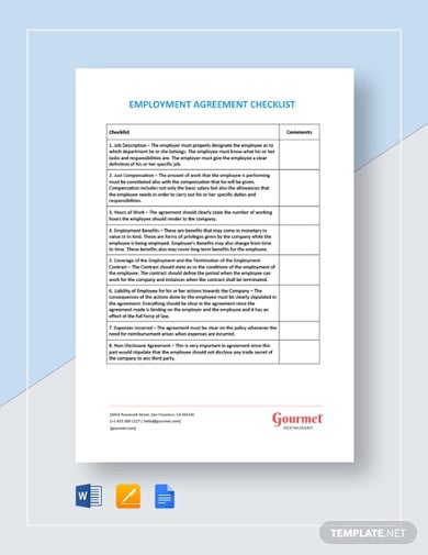 checklist-employment-agreement-template