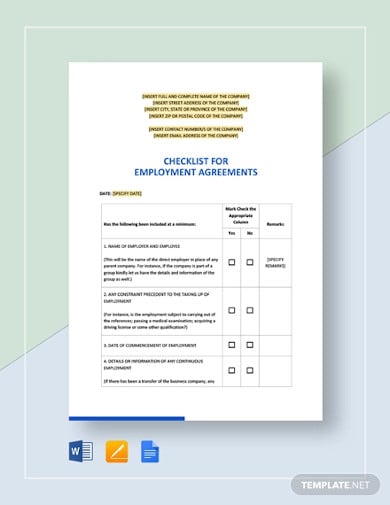 checklist-for-employment-agreement-template