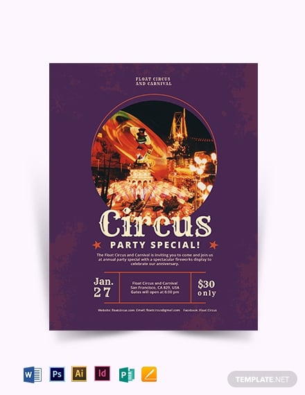 circus party flyer template