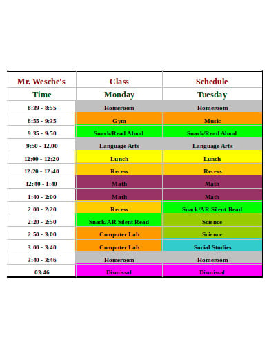 class-daily-schedule-template