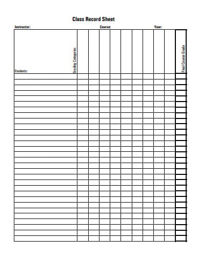 class-record-sheet-template