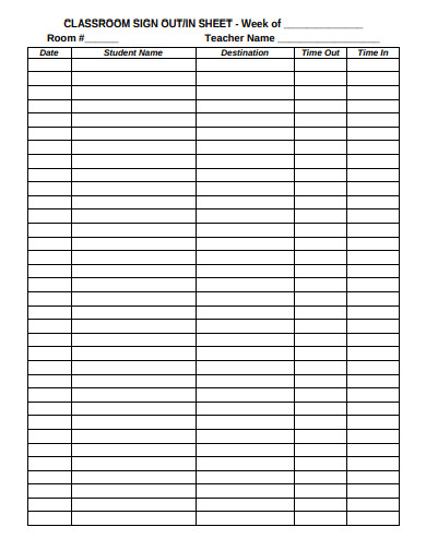 15+ Sign Out Sheet Templates - Google Docs, Google Sheets, Excel, Pages ...