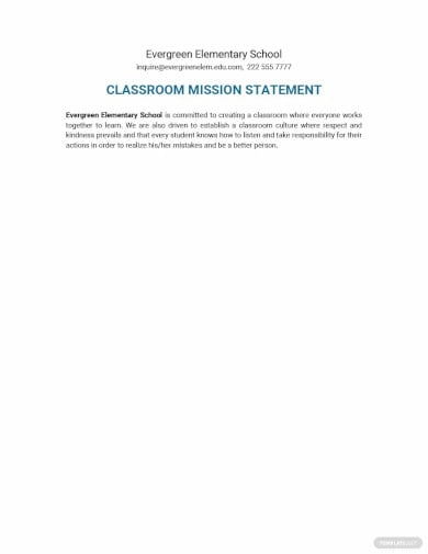 classroom mission statement template