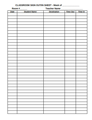 classroom sign out template