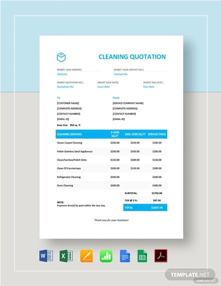18 Cleaning Service Quotation Templates In Pdf Free Premium Templates