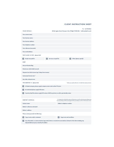 client-instruction-sheet-template