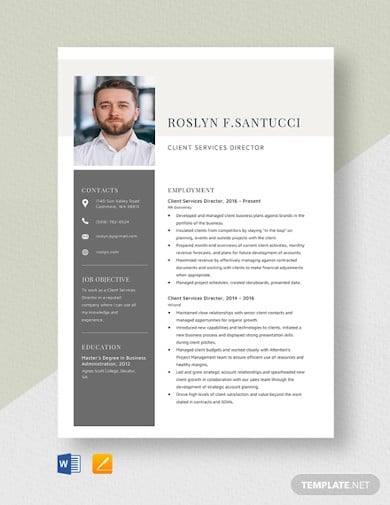 client service director resume