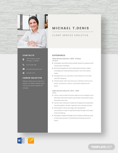 client servive excecutive resume